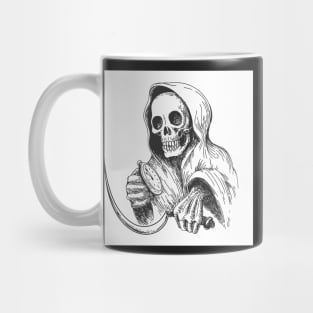 Death with sickle and pocket watch. Mug